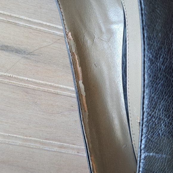 Liz Claiborne "Cammie" Black Leather High Heel Pumps Elegant Chic Round Toe - Picture 14 of 16